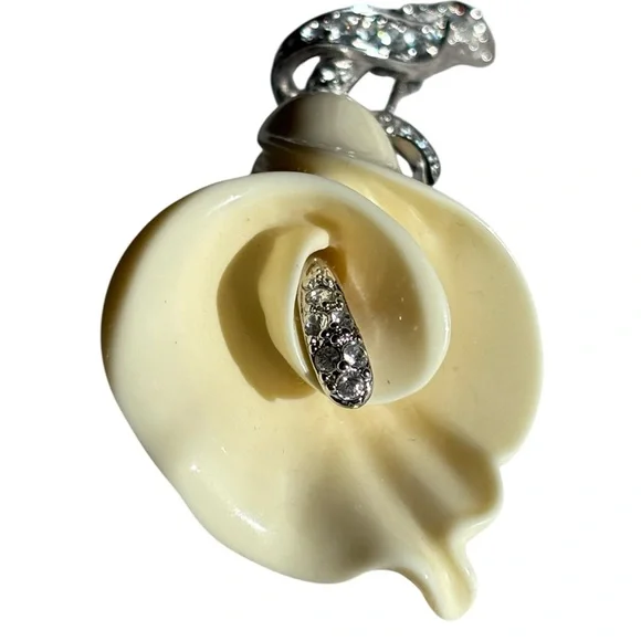 Nolan Miller Calla Lily Brooch/Pin Diamond Silver - Picture 4 of 10